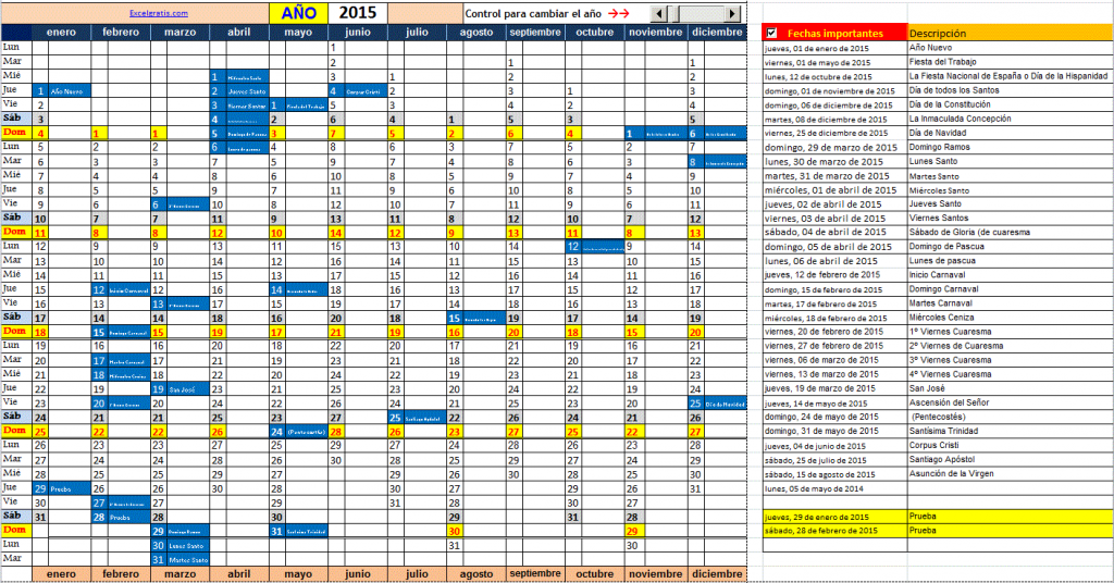 Calendario Horizontal Excel Gratis 8651