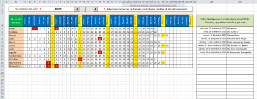 Plantilla De Calendario Mensual Horizontal Excel Gratis 