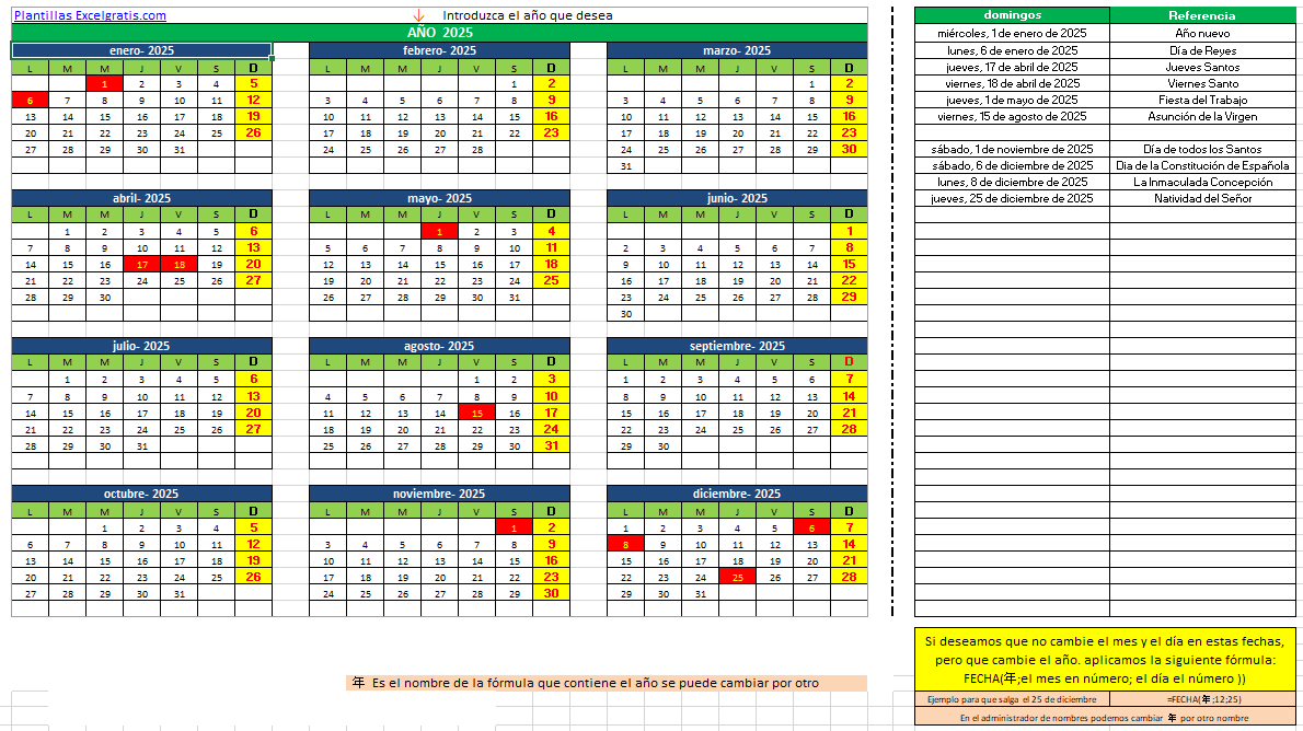 Plantilla Excel Calendario 2023 Descarga Gratis Aria Art 